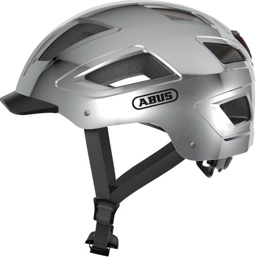 Kask rowerowy ABUS Hyban 2.0 Srebrny-chrom Miejski z lampką (rozmiar L)