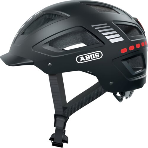 Kask rowerowy ABUS Hyban 2.0 LED Signal Czarny Miejski z lampką (rozmiar L)