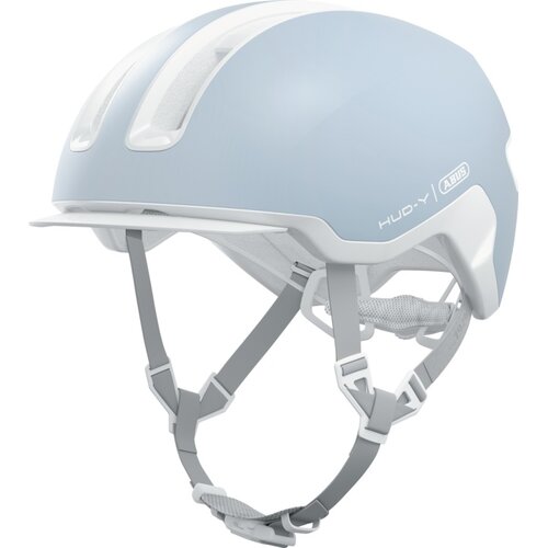 Kask rowerowy ABUS Hud-y Pure Niebiesko-biały Miejski z lampką (rozmiar L)