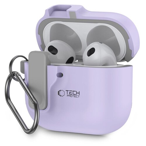 Etui na słuchawki TECH-PROTECT Slim Hook do Apple Airpods 4 Fioletowy
