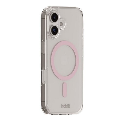 Etui HOLDIT MagSafe do Apple iPhone 16 Przezroczysto-różowy