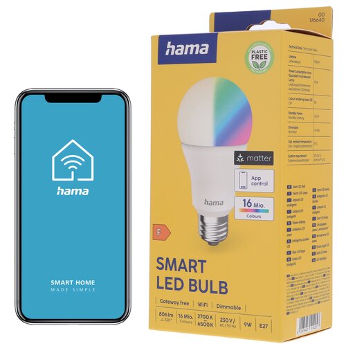 Inteligentna żarówka LED HAMA E27 9W Wi-Fi