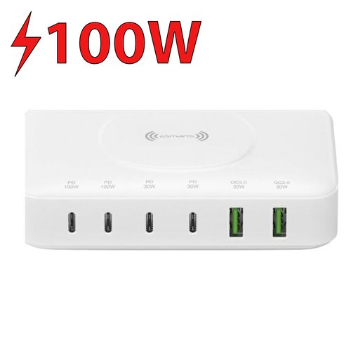 Stacja ładująca 4SMARTS 7w1 GaN 100W Biały