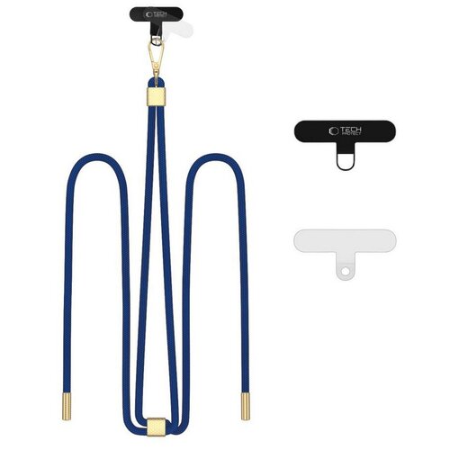 Smycz do telefonu TECH-PROTECT C2S Rope Crossbody Strap Granatowo-złoty