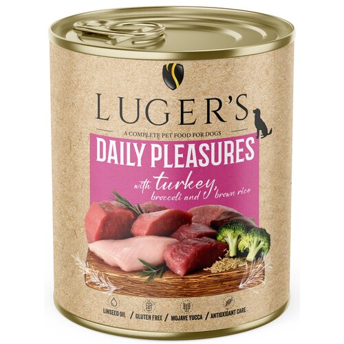 Karma dla psa LUGER'S Daily Pleasures z indykiem, brokułem i ryżem brązowym 800 g