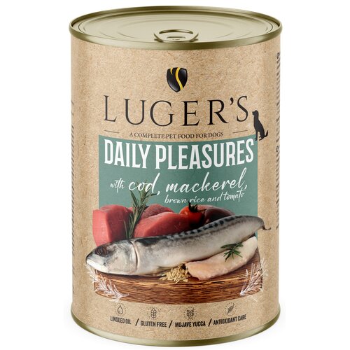 Karma dla psa LUGER'S Daily Pleasures z dorszem, makrelą, pomidorem i ryżem brązowym 400 g