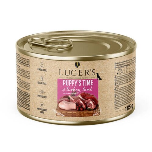 Karma dla psa LUGER'S Puppy's Time z indykiem, jagnięciną i żurawiną 185 g