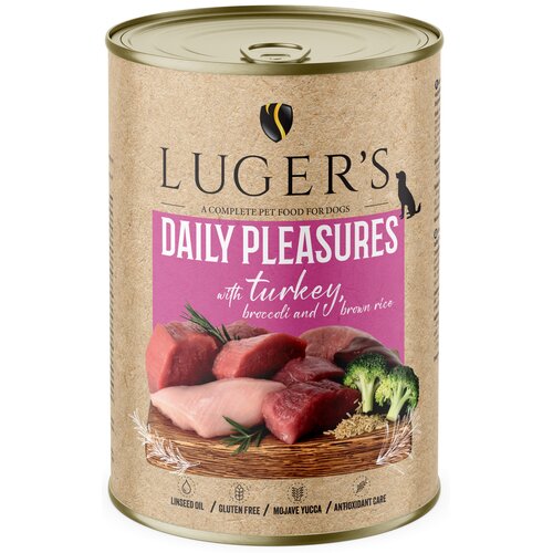 Karma dla psa LUGER'S Daily Pleasures z indykiem, brokułem i ryżem brązowym 400 g