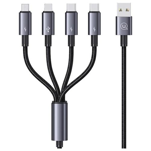 Kabel USB - 2 x USB-C/Lightning/Micro USB USAMS US-SJ739 4w1 15W 1.2 m Czarny