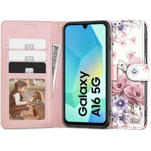 Etui TECH-PROTECT Wallet do Samsung Galaxy A16 4G/5G Kwiaty