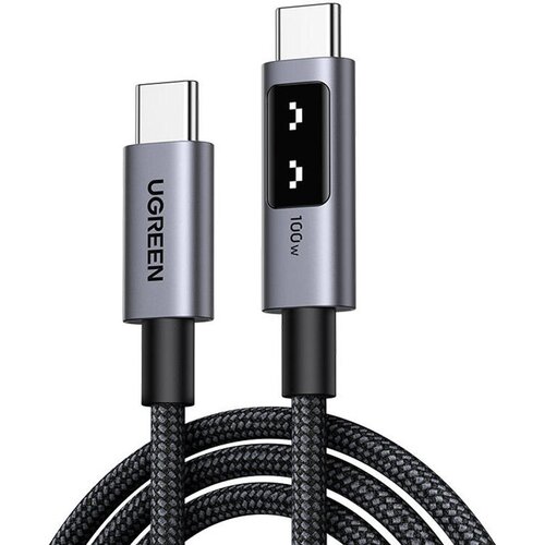 Kabel USB-C do USB-C UGREEN Uno L509 z wyświetlaczem LCD 100W 2 m Czarny