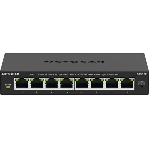 Switch NETGEAR GS308E-400EUS Gigabit Ethernet, 8 portów, Funkcja PoE, Zarządzalny