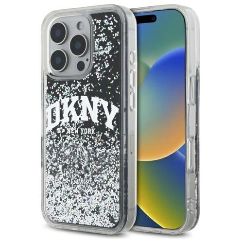 Etui DKNY Liquid Glitter Arch Logo do Apple iPhone 16 Pro Max Czarny