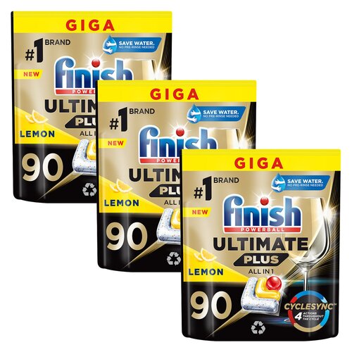 Kapsułki do zmywarki FINISH Powerball Ultimate Plus All in 1 Lemon 3 x 90 szt.
