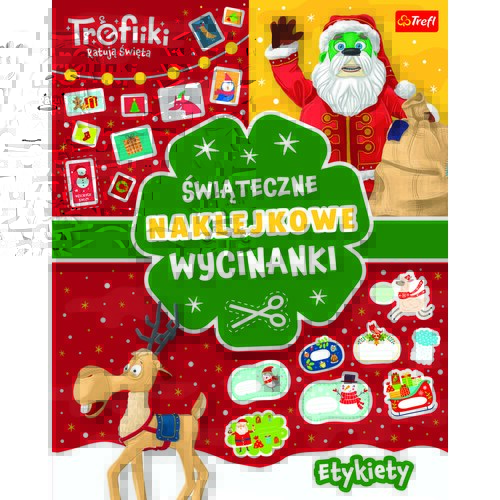 Książka z naklejkami Trefliki Ratują Święta Świąteczne naklejkowe wycinanki Etykiety (miękka okładka)