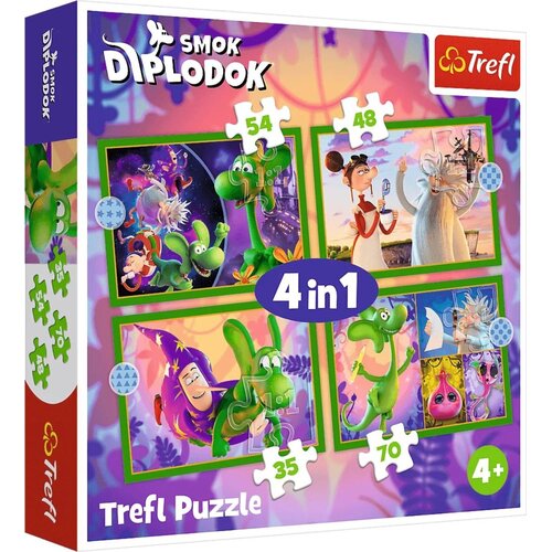 Puzzle TREFL Świat Smoka Diplodoka 4w1 34663 (207 elementów)