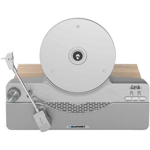 Gramofon pionowy BLAUPUNKT VT100 Srebrny,Automatyczny,Napęd paskowy,BT,Wbudowane głośniki,Prędkość odtw.33 1/3,45 obr./min