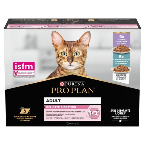 Karma dla kota PURINA Pro Plan Delicate Indyk Ryba (10 x 85 g)