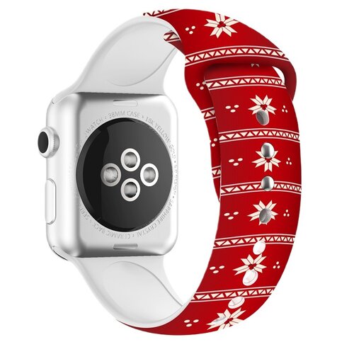 Pasek LUNA A00300 do Apple Watch 3/4/5/6/7/8/SE (38/40/41mm) Czerwono-biały