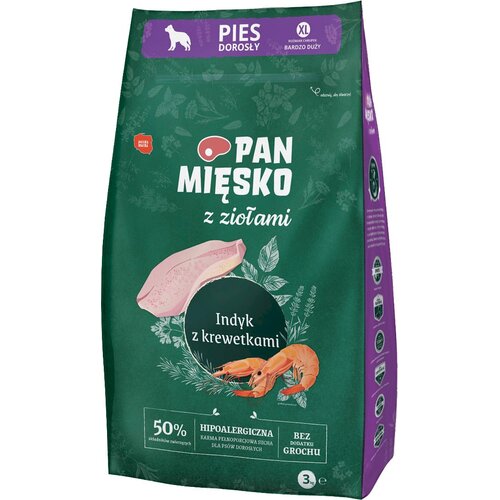 Karma dla psa PAN MIĘSKO Indyk Krewetki XL 3 kg