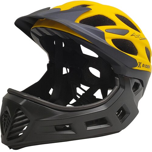 Kask XRIDER XR00KFH01 Czarno-żółty Full Face z odpinaną szczęką (rozmiar S)