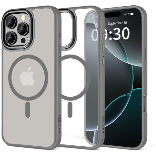Etui TECH-PROTECT MagEdge MagSafe do Apple iPhone 16 Pro Przezroczysto-tytanowy