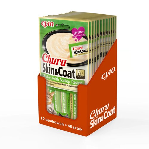Przysmak dla kota INABA Churu Skin&Coat Kurczak z przegrzebkiem 48 x 14 g