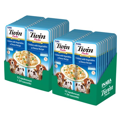 Karma dla psa INABA Twin Chicken Vegetables & Cheese 48 x  40 g