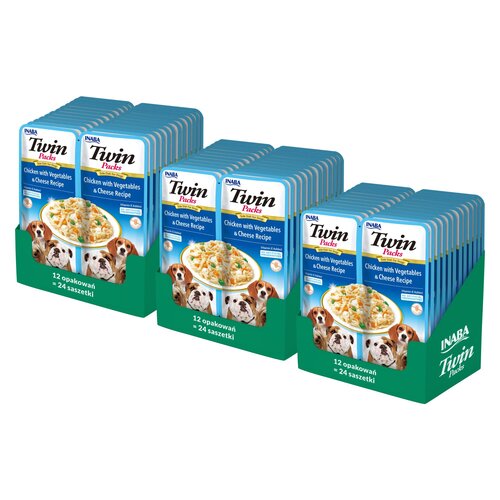 Karma dla psa INABA Twin Chicken Vegetables & Cheese 72 x 40 g