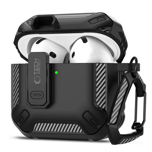 Etui na słuchawki TECH-PROTECT Carbonox do Apple Airpods 4 Czarny
