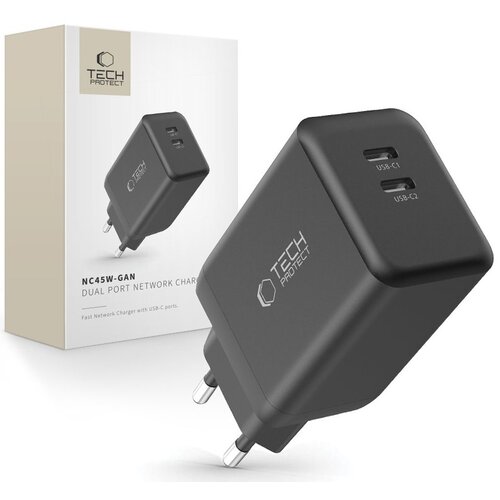 Ładowarka sieciowa TECH-PROTECT NC45W-GAN PD45W Czarny