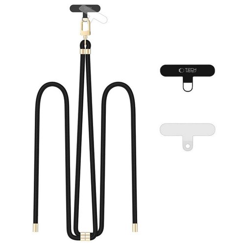 Smycz do telefonu TECH-PROTECT C7S Rope Crossbody Strap Czarno-złoty
