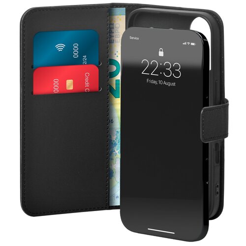 Etui PURO Wallet Stand do Apple iPhone 16 Czarny