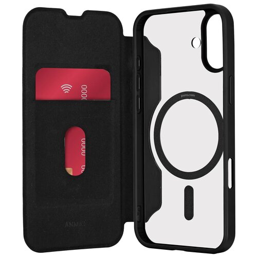 Etui PURO Book MagSafe do Apple iPhone 16 Czarny