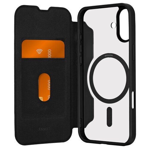 Etui PURO Book MagSafe do Apple iPhone 16 Plus Czarny