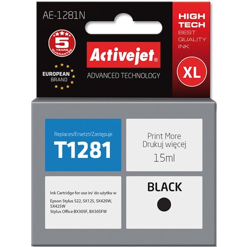 Tusz ACTIVEJET do Epson T1281 Czarny 15 ml AE-1281N