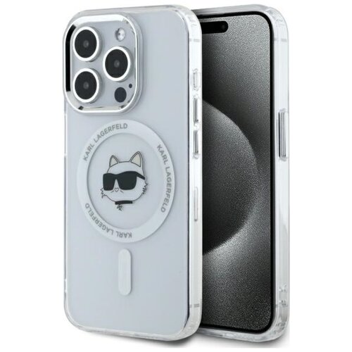 Etui KARL LAGERFELD IML Metal Choupette Head MagSafe do Apple iPhone 15 Pro Max Biały