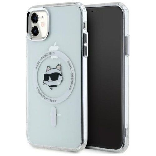 Etui KARL LAGERFELD IML Metal Choupette Head MagSafe do Apple iPhone 11/Xr Biały