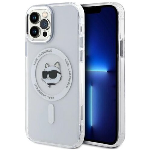 Etui KARL LAGERFELD IML Metal Choupette Head MagSafe do Apple iPhone 12/12 Pro Biały