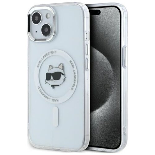Etui KARL LAGERFELD IML Metal Choupette Head MagSafe do Apple iPhone 15 Biały