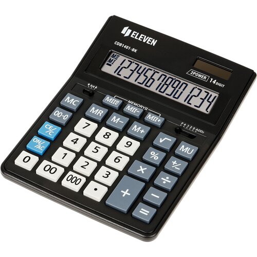 Kalkulator ELEVEN CDB1401-BK Zasilanie bateryjno-słoneczne, 4 pamięci