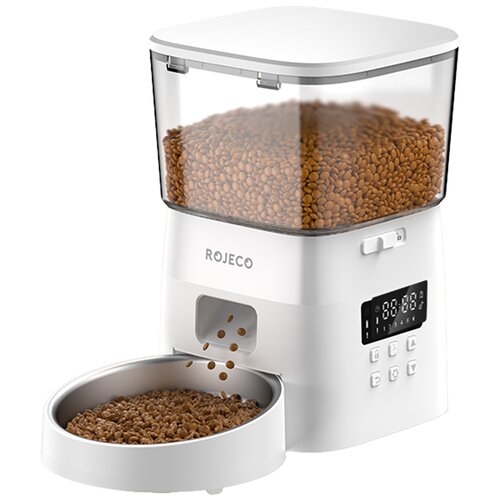 Dozownik karmy ROJECO 2L Button Version Automatic Smart Pet Feeder Biały