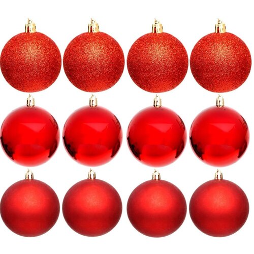 Bombki CHRISTMAS DECORATION Set 6 cm Czerwony (12 sztuk)