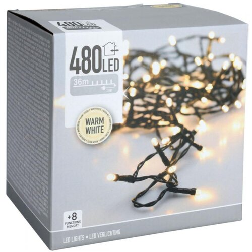Lampki Choinkowe CHRISTMAS DECORATION Łańcuch Świetlny 480 LED TIMER Ciepły Biały