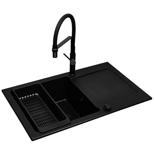 Zlewozmywak PYRAMIS Mido 1B1D 070176502BF + bateria + wkładka ociekowa Czarny
