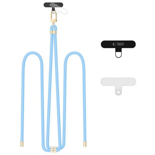 Smycz do telefonu TECH-PROTECT C7S Rope Crossbody Strap Błękitno-złoty