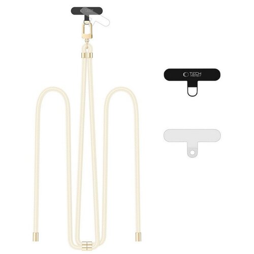 Smycz do telefonu TECH-PROTECT C7S Rope Crossbody Strap Kremowo-złoty