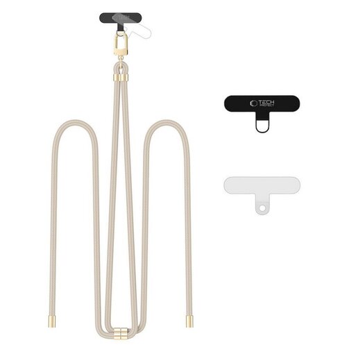 Smycz do telefonu TECH-PROTECT C7S Rope Crossbody Strap Beżowo-złoty