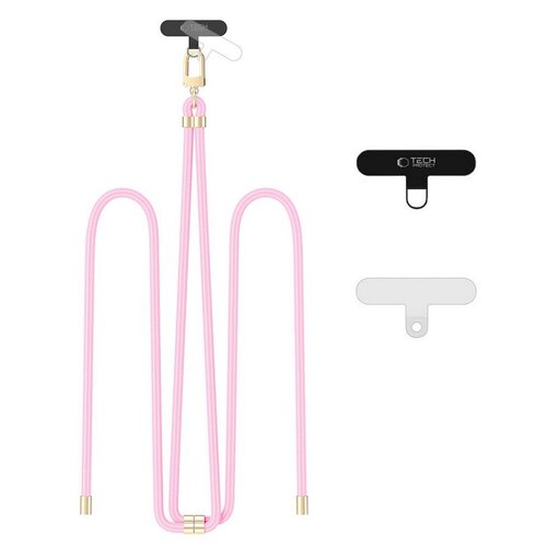 Smycz do telefonu TECH-PROTECT C7S Rope Crossbody Strap Jasnoróżowo-złoty
