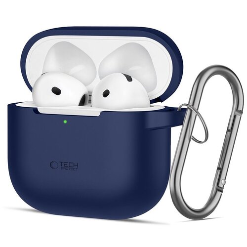 Etui na słuchawki TECH-PROTECT Silicone Hook do Apple Airpods 4 Granatowy